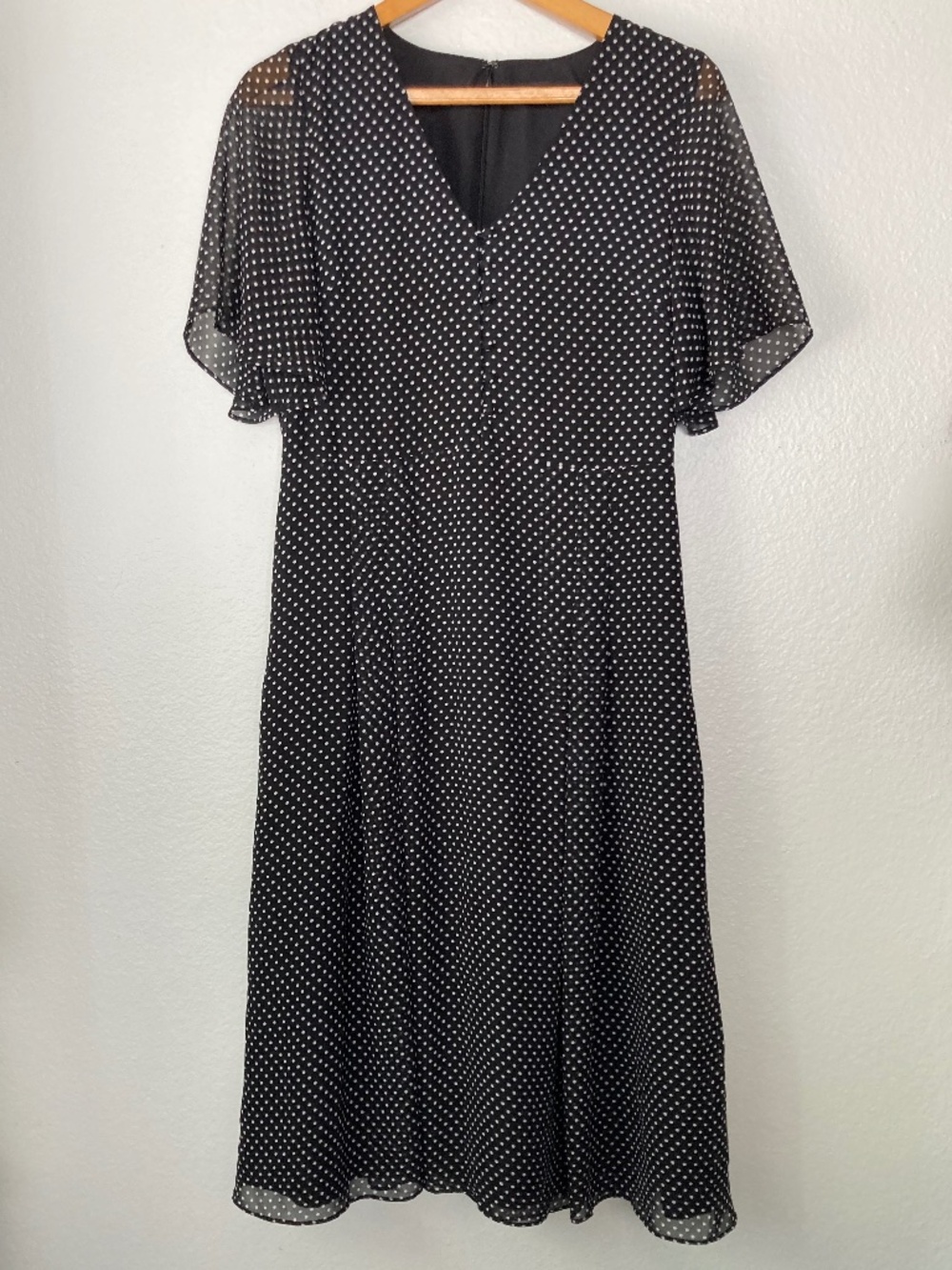 Ann Taylor Polka Dot Midi Dress sz 6 Retro Preppy Holiday Workwear